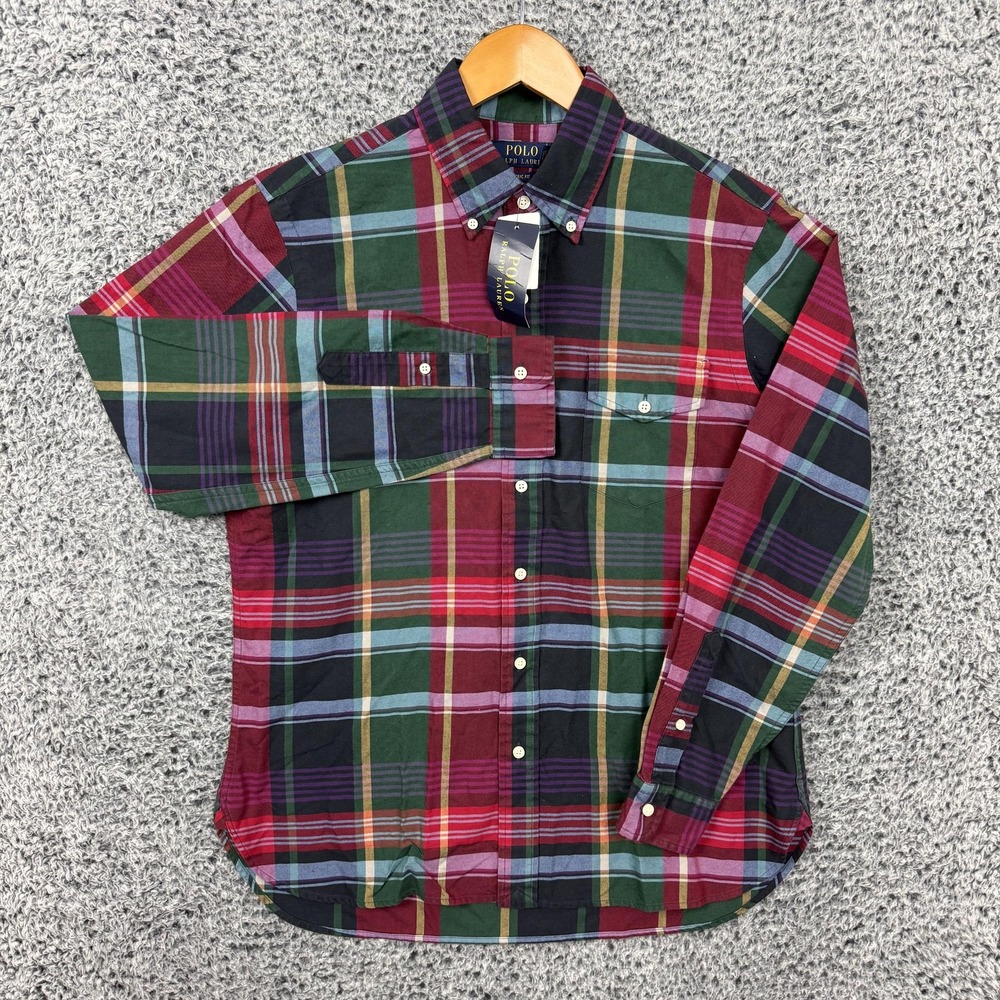 Polo Ralph Lauren Shirt Mens Medium Multicolor Plaid Long Sleeve Button Up